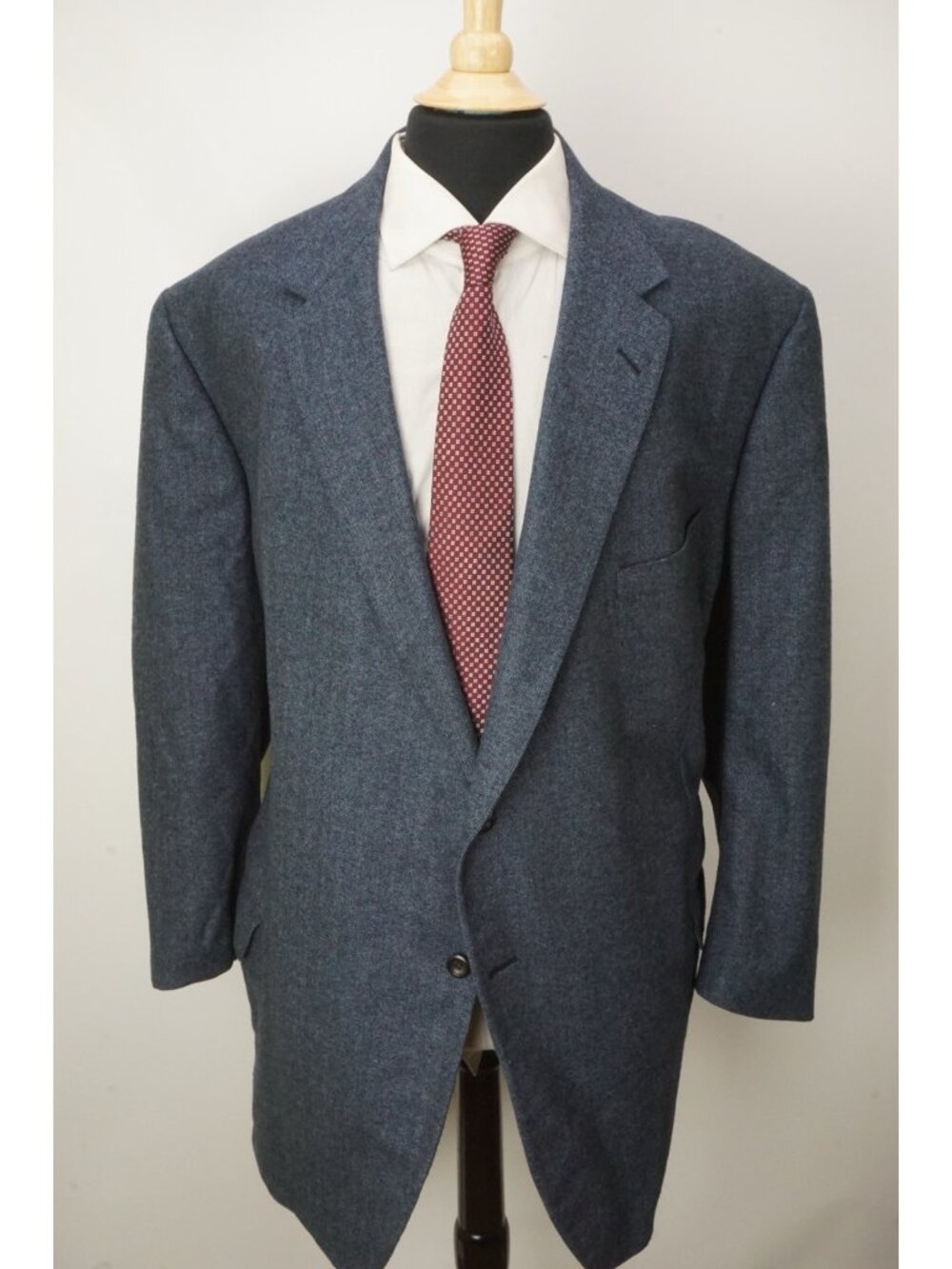 Oxxford Clothes Highest Quality Blue Herringbone Flannel Sport Coat Jacket 58L - Picture 3 of 9